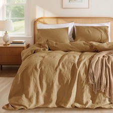 100 France Linen Duvet Cover Set Queen Size 3 Pcs Natural Flax Comforter Cov...