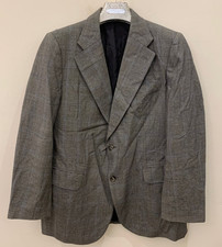 1970s vintage pure wool Windowpane rockabilly disco classic gray suit 42R