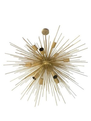 12 Light Mid Century Modern Brass Sputnik Chandelier Adjustable Ceiling Pendant