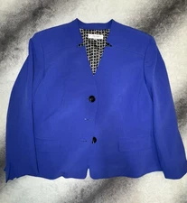 Jones Studio Blue Black Career Work Plus Office Blazer Suit Jacket 22W