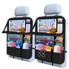Car Backseat Organizer with table Tray, 9 Storage 1Pack with Food Tray-Black