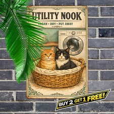 Rectangular Iron Laundry Room Sign Vintage Washroom Wall Decor 8x12