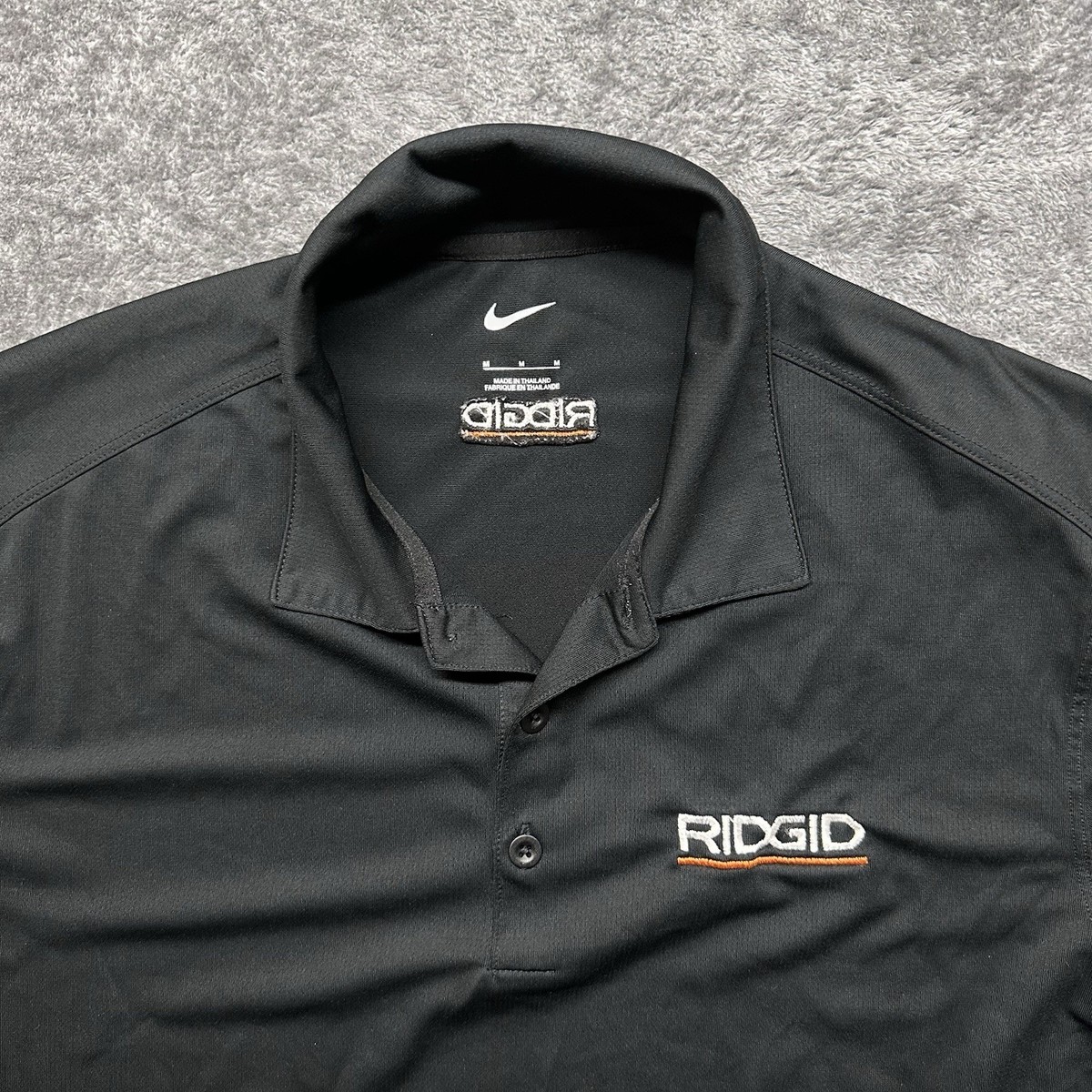 Nike Ridgid Tools Polo Shirt Mens Medium Black Short Sleeve Performance Golf