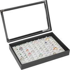 100 Slots Ring Earring Holder Display Case, Velvet Jewelry Ring Earring Storage