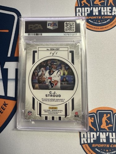 2023 Obsidian CJ Stroud Rookie Blue Finite 1/1 Laundry Tag Shield PSA 8 - Bild 2 von 3