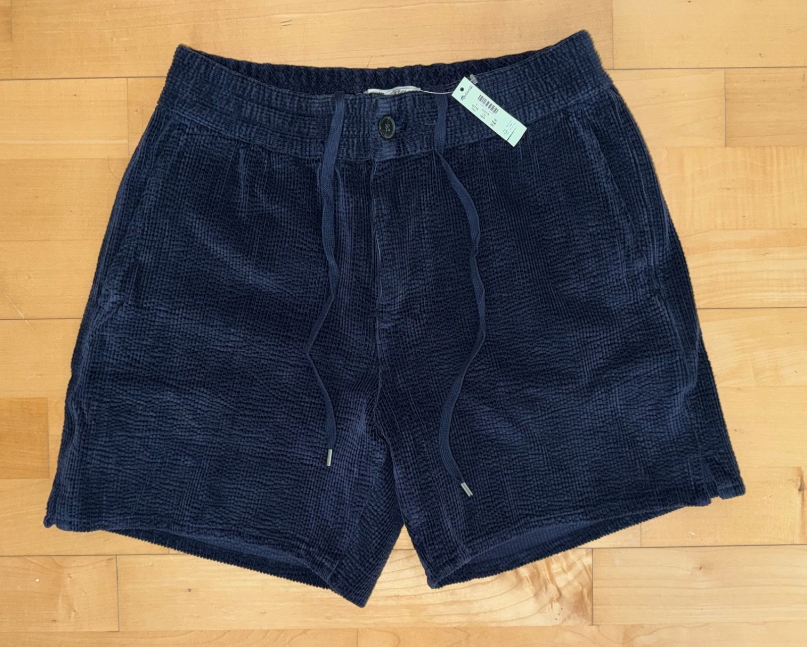 New Mens Madewell Everywear Seersucker Corduroy 5.5" Retro Shorts Blue Sz S