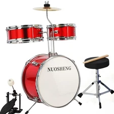 Kids Drum Set 3-Piece for Beginners, 13 Inch Drum Kit with Adjustable Throne,...