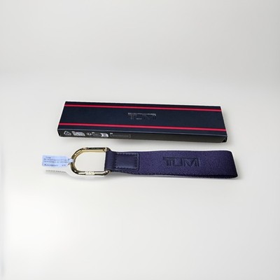 TUMI Mini Monogram Valet Key Fob Blackberry Webbing Carabiner New