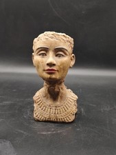 Ancient Egyptian Bust with Regal Expression and Traditional Necklace Carving