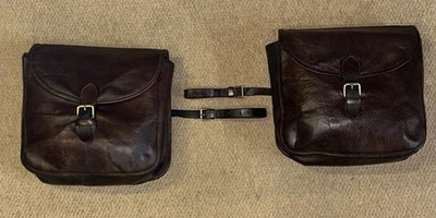 Antike militärische englische braune Leder Kavallerie Sattel Brieftaschen - Paar oder einzeln