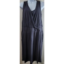 Ann Taylor Loft Gray Crisscrossed Draped Bodice A Line Dress Large Sleeveless