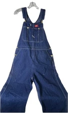 Dickies Dungarees Adult 36x30 Blue Bib Overalls Denim Work Wear Carpenter Mens