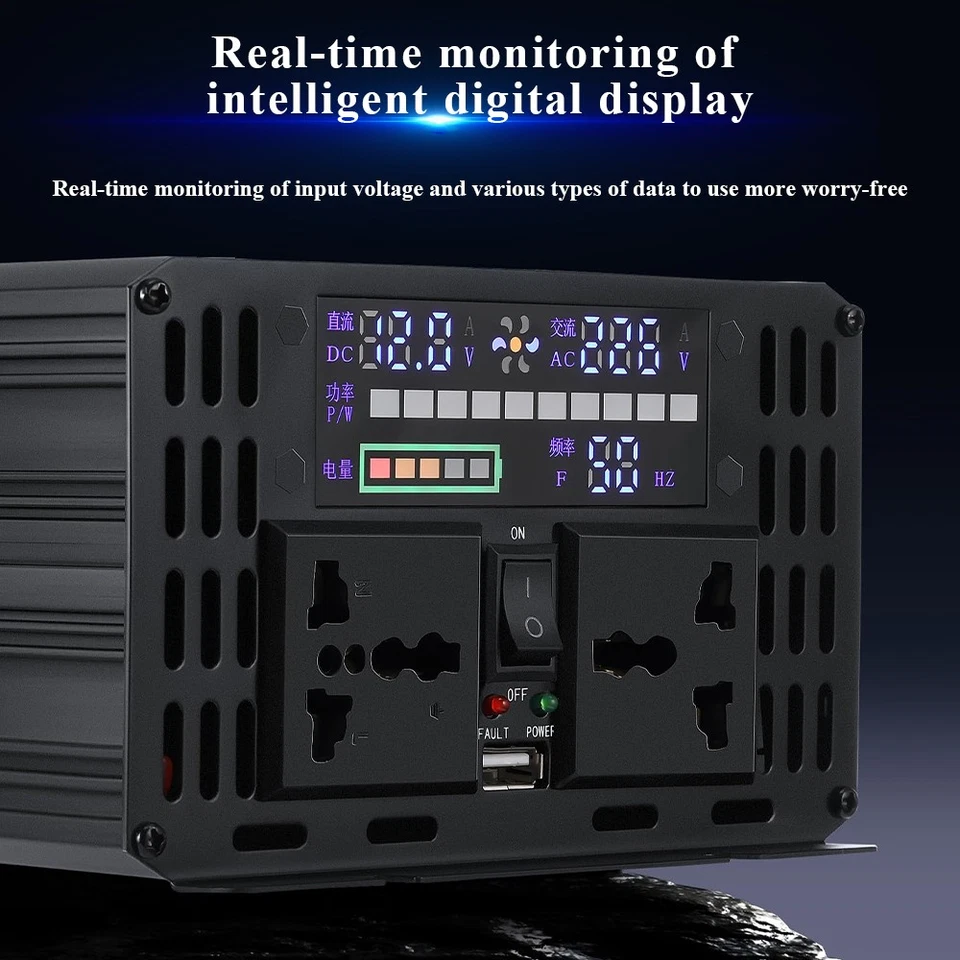 16000 Watt Car Vehicle Power Inverter Converter DC 12V to AC 110V Pure Sine Wave - Image 2 of 4