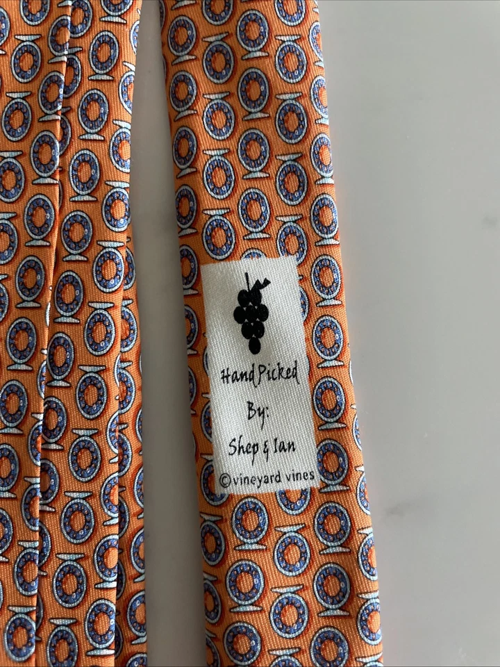 Corbata de cuello Vineyard Vines Limited para hombre personalizada color naranja geométrica 100 % seda Foto 3 de 4