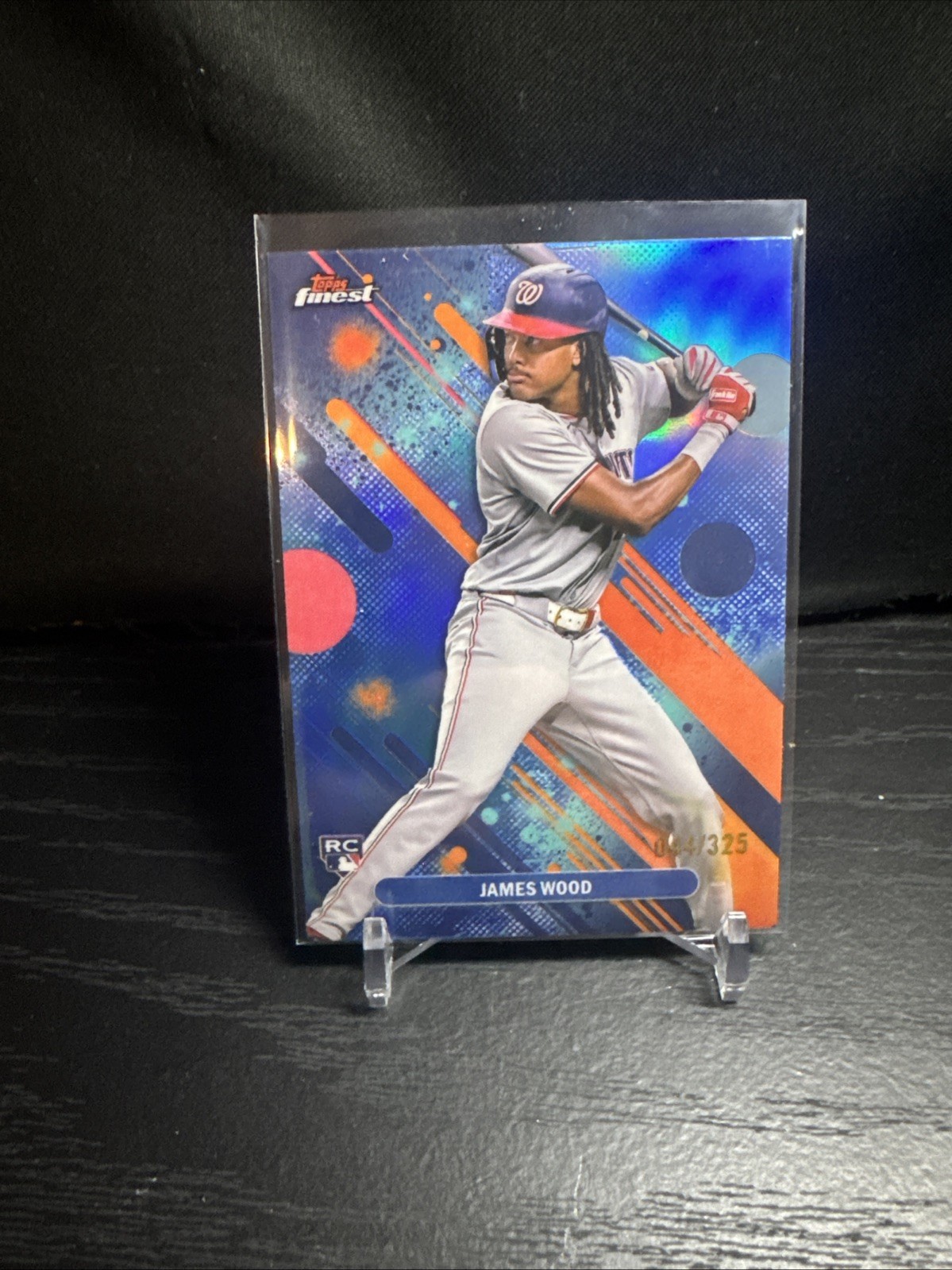 2025 Topps Finest - Common James Wood #100 Sky Blue Refractor /325 (RC)