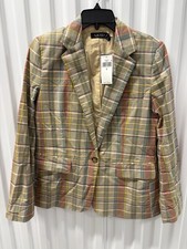 NWT 398Polo Ralph Lauren Madras Cotton Breasted Check Smart Blazer Sz 8