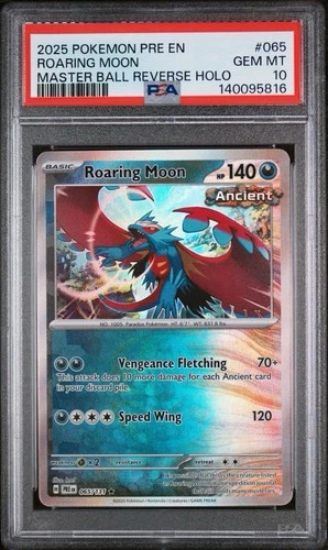 Roaring Moon Master Ball #65 2025 Pokemon Prismatic Evolutions PSA 10