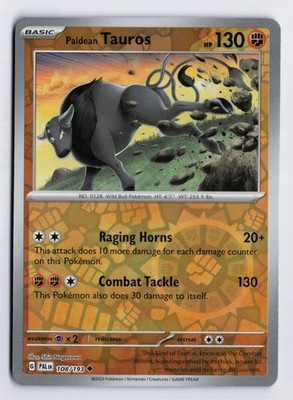 Paldean Tauros - PAL #108/193 SV02: Paldea Evolved Reverse Holofoil NM