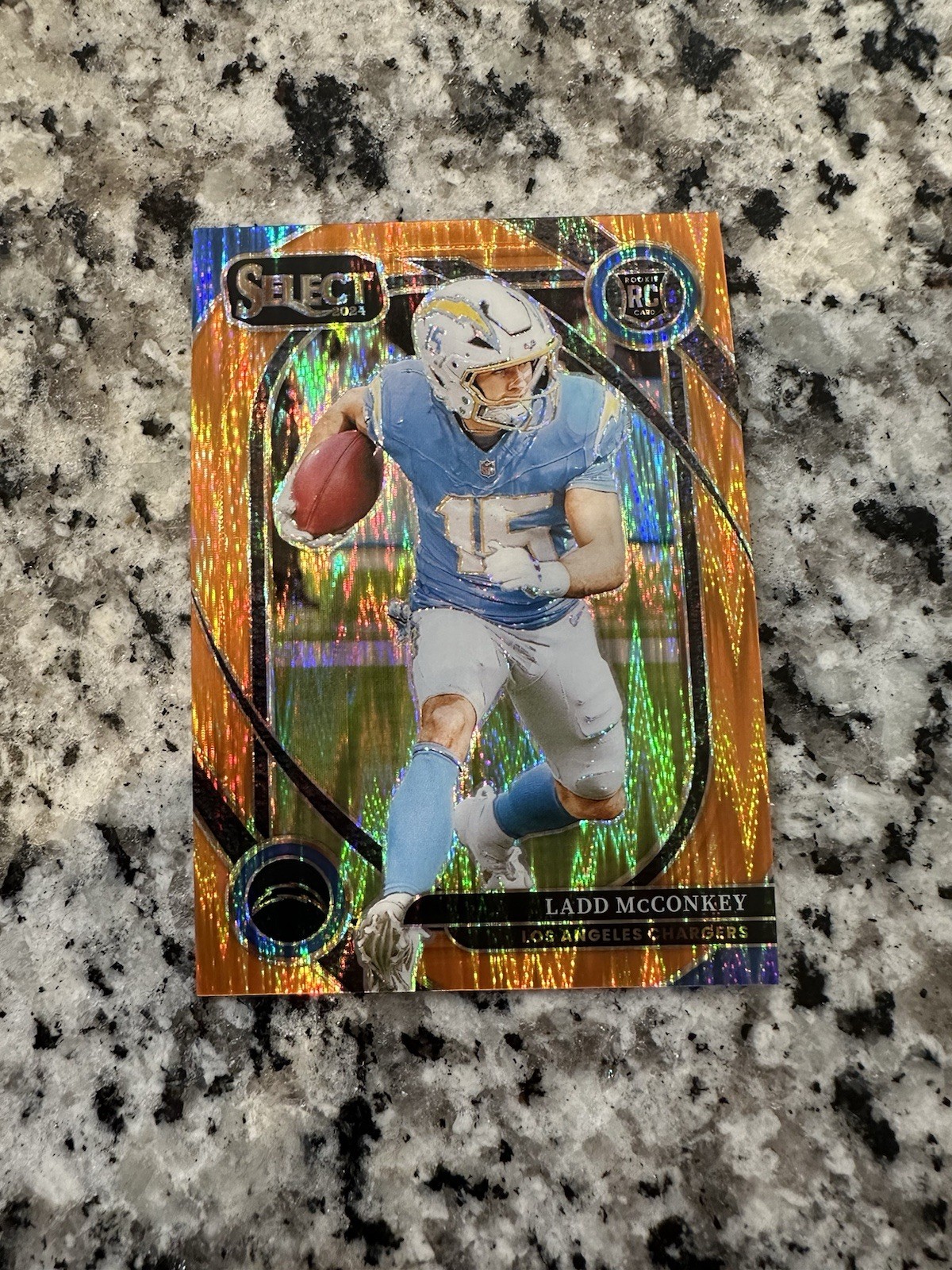 2024 Panini Select - Club Level Ladd McConkey #268 Orange Shock Prizm /399 (RC)