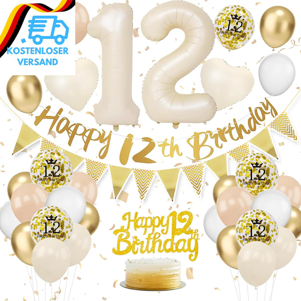 12. Geburtstag Deko Beige, Luftballon Deko 12. Geburtstag Junge MäDchen, Geburts-image
