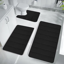 Bathroom Rugs Sets 3 Pieces, Soft Absorbent Memory Foam Bath Mats Set, Dry Fa...