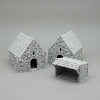 Kleine Rustikale Scheunen Set + Holzschuppen Small Rustic Barns Tabletop Gelände