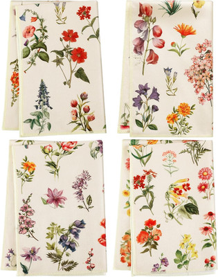 Set of 4 Vintage Wildflower Dish Towels for Kitchen Decorative 16 x 24 Inch Flor