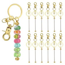 12 Pcs Beadable Keychain, Keychain Making Supplies for DIY Gold Plated