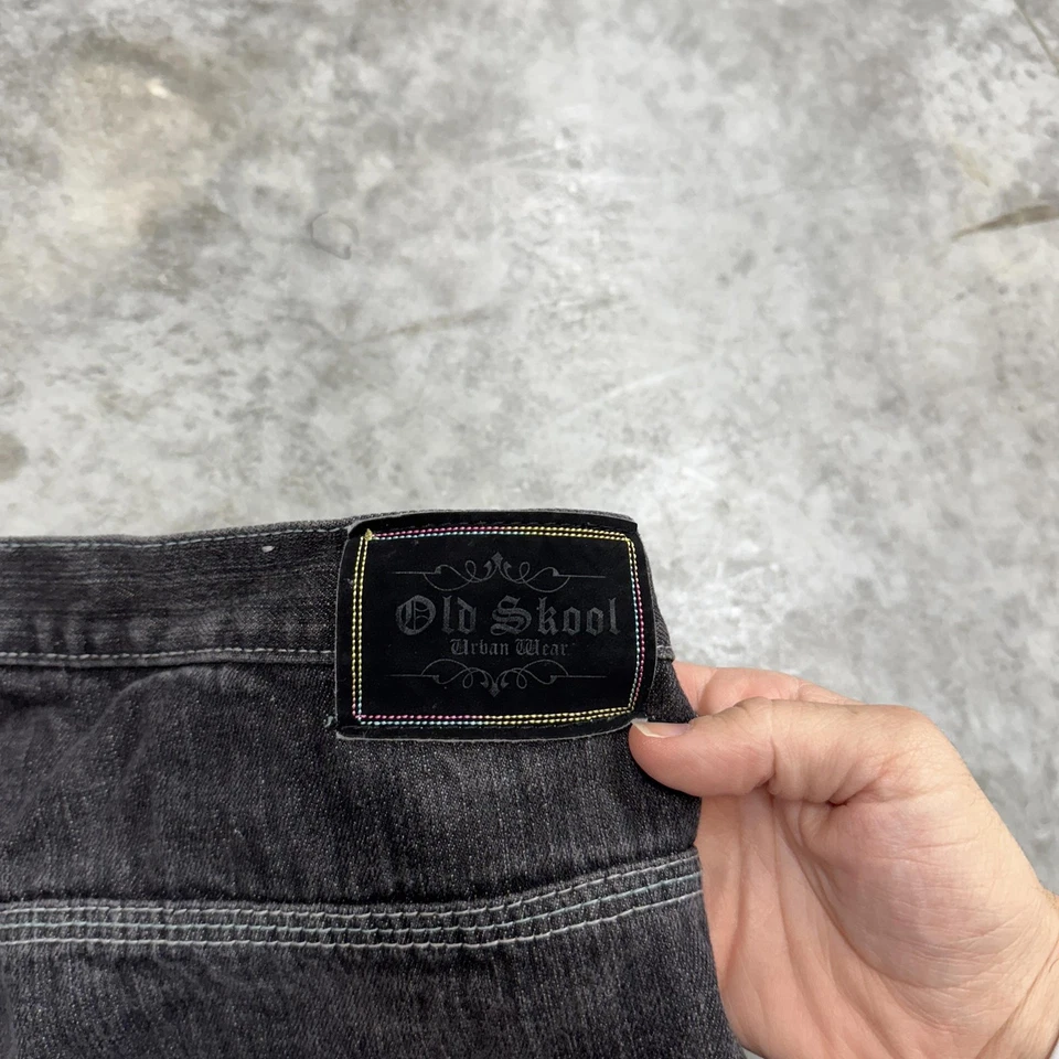 Pantalones Cortos de Denim Old Skool Para Hombres 48 Negros Sueltos Pantalones Cortos Flor de Lis Gráfico Ropa de Calle Foto 3 de 4