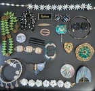 Antique Vintage Retro Estate Jewelry Lot Necklace Enameled Bracelet Bakelite Pin