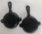Vintage 2 Lodge Cast Iron Pan Mini Ash Tray Spoon Rest 01AT 3 1/2"