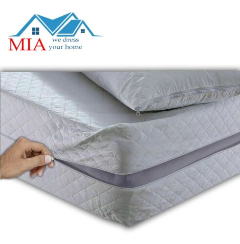 ZIPPED Mattress Protector Cover Anti Bed Bug Full Total Encasement Double & King - Afbeelding 1 van 8