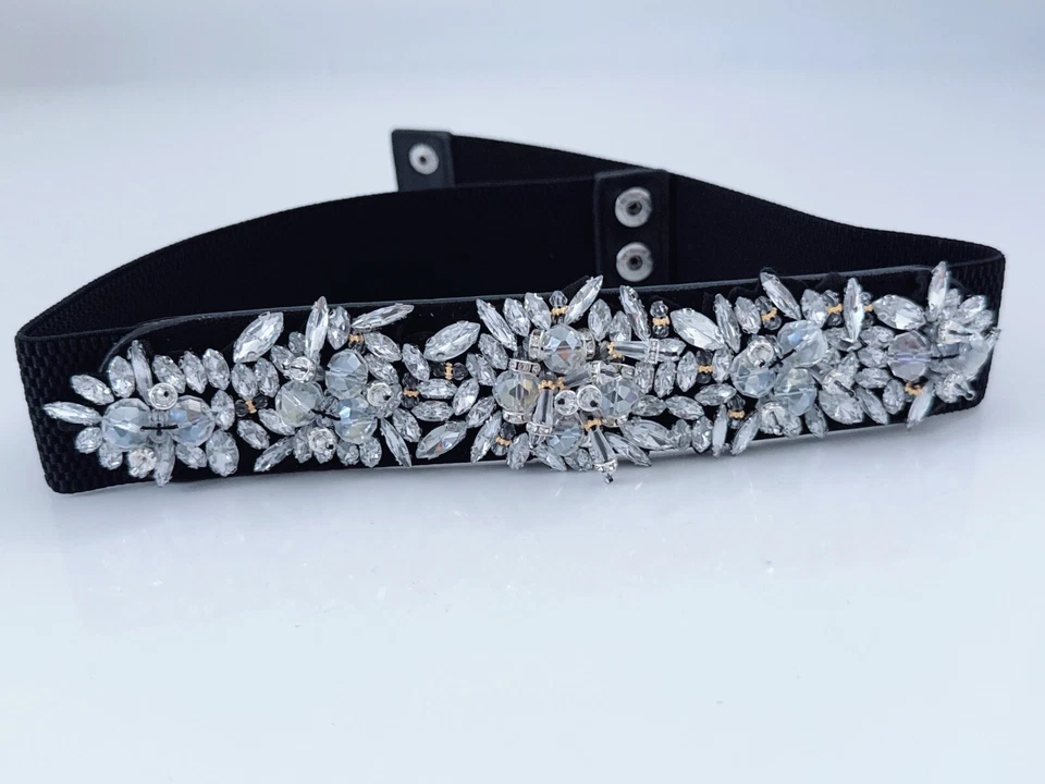 Women Bride Crystal bling Rhinestone Formal Wedding Dress Party Elastic Belt - image 2 of 4