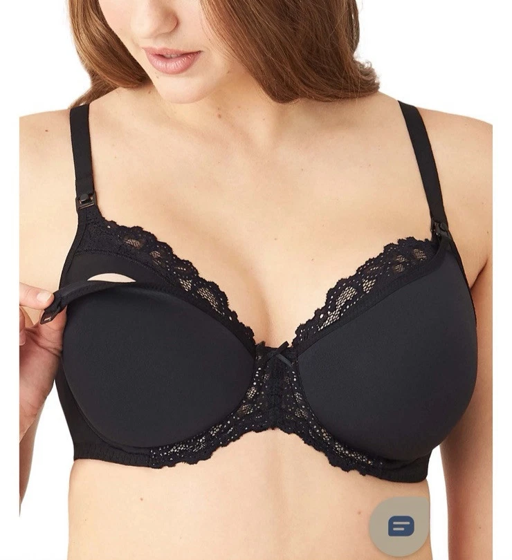 Wacoal Maternidad Camiseta Sujetador Enfermería Con Aros Negro Moldeado Acolchado 38C 859221 Foto 2 de 4