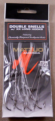 1 Pack Of 6 Size #3/0 Black Chrome MATZUO Double Snells W/ XX Long Hooks