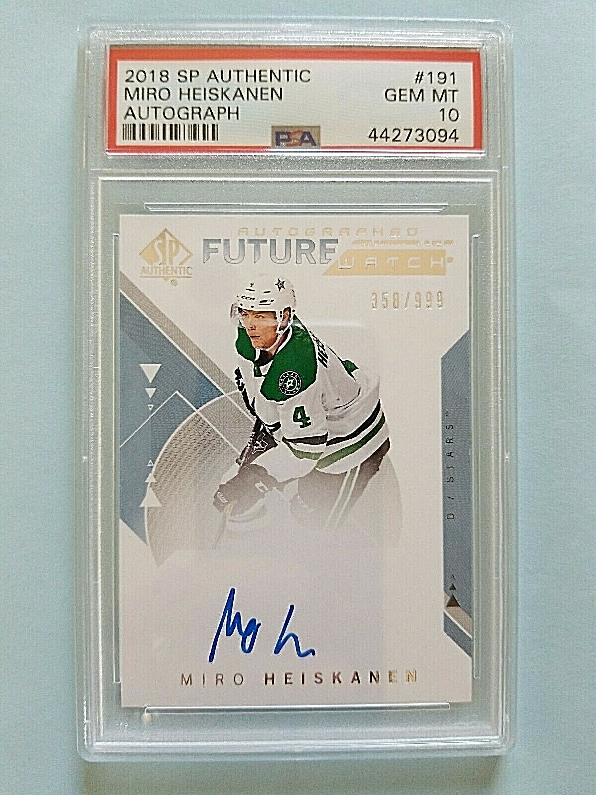 2018-19 Miro Heiskanen SP Authentic #191 Future Watch Rookie Auto RC /999 PSA 10
