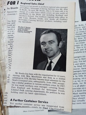 El99 Ephemera 1970 Artikel Alane Stocks Cadbury Schweppes 