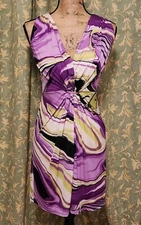 P. Luca Milano Women's S Purple Colorful Sleeveless Pleated Sheath Mini Dress