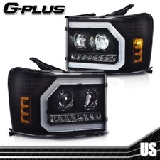 Fits For 07-13 Gmc Sierra 1500 2500hd 3500hd Led Tube Projector Headlights