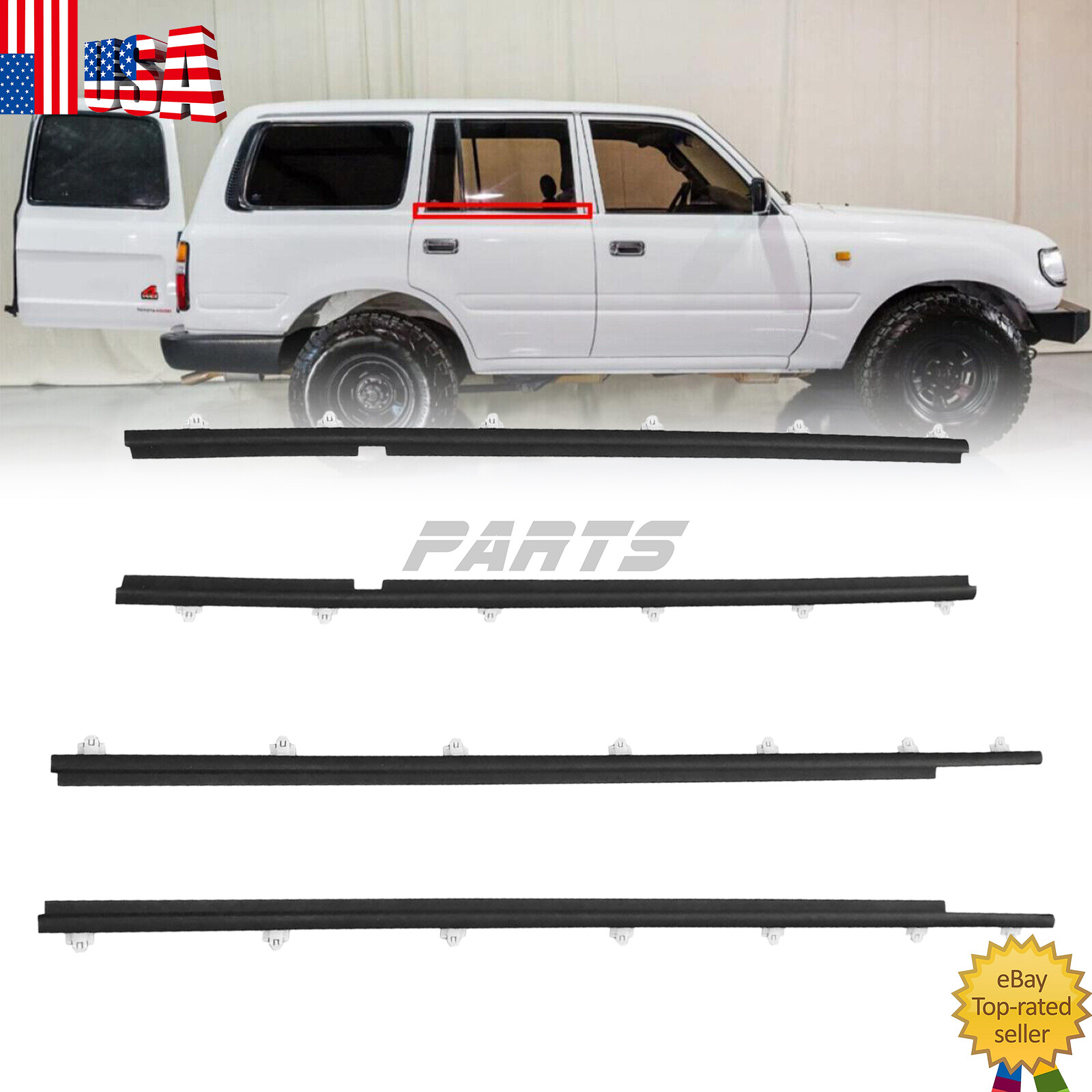 Door Belt Weatherstrip Outer Front Rear Fits Toyota Land Crusier FJ80 1990-1997