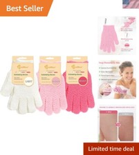 Premium Exfoliating Bath Gloves - 3 Multi-Color Pairs for Smooth, Healthy Skin