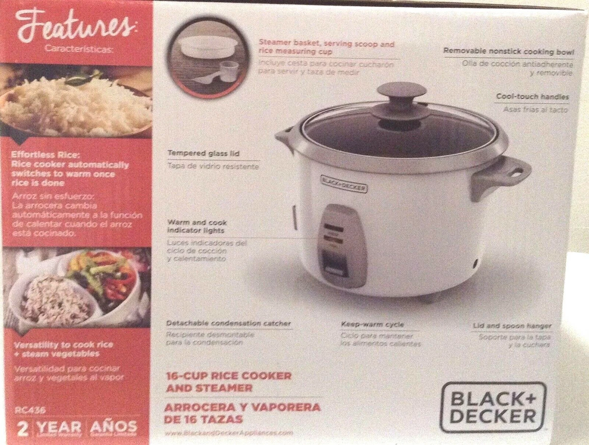 BLACK+DECKER 16-Cup Rice Cooker, White