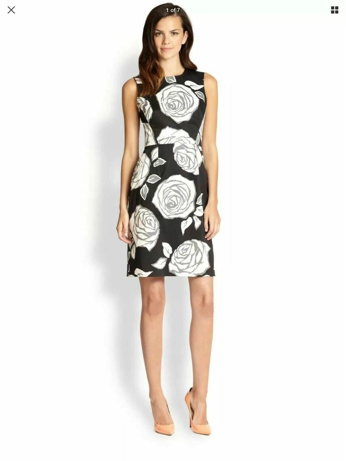 Abito tubino Kate Spade Aires Abbey Rose stampa floreale taglia 6 nero grigio