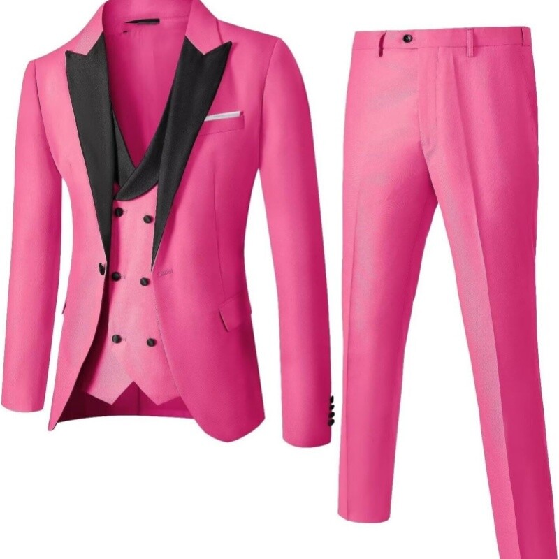 One Button Slim Suits For Men 3 Piece Suit Business Formal Jacket Pants Set wear eBay