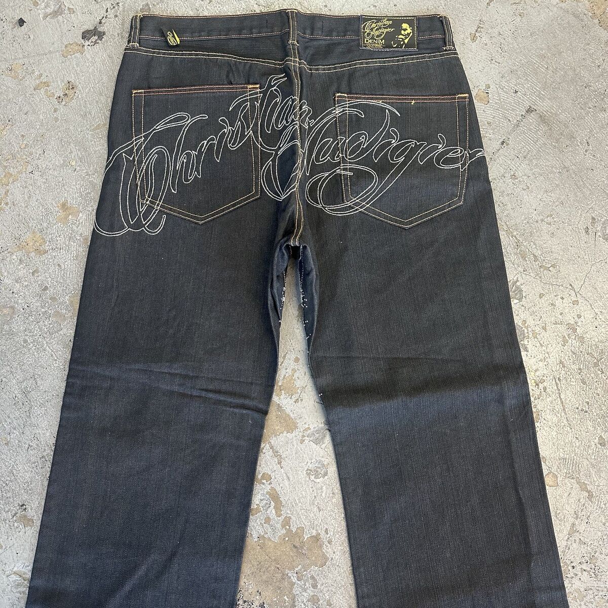 Vintage Y2K Christian Audigier Geisha Black Baggy Denim Vintage Y2K Christian Audigier Geisha Black Baggy Denim