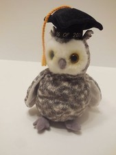 TY Beanie Baby Smart the Owl Crease in Hang Tag 2001