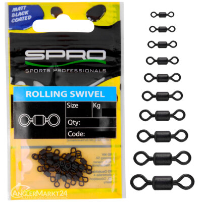 SPRO | Matte Black Rolling Swivel | Wirbel Gr. 10 bis Gr. 1 Tönnchenwirbel matt