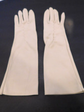 DESIGNER LADIES BEIGE NYLON DRESS GLOVES UNLINED SIZE 7