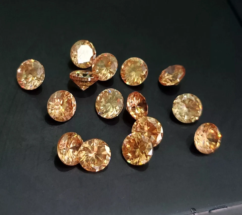 Lote de 14 piedras preciosas sueltas certificadas de zafiro champán natural corte redondo de 5 mm Foto 2 de 4