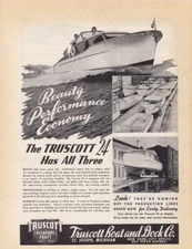 1946 Trusscott Pleasure Craft Boat Ad / 24 Cabin Cruiser